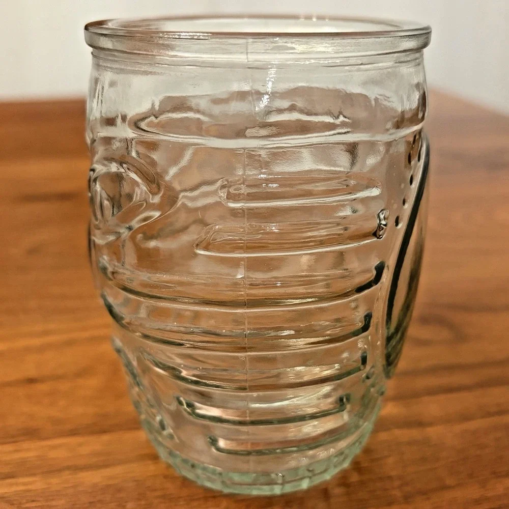 Libbey Tiki Face Cocktail Ribbed Barrel Shaped Glass Hawaiian Mug Barware